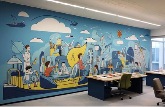 石渠办公室墙绘的特点。