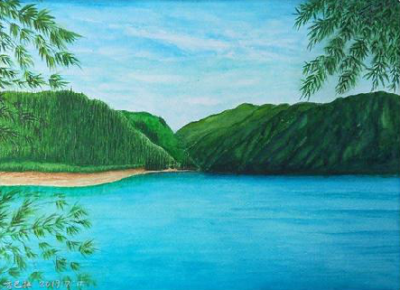 石渠在墙绘中,如何绘画绿水青山?